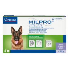 Milpro Dog Adult Dewormer 5Kg+ (4 TABLETS FOR THE PRICE OF 3) Milpro Dog Adult Dewormer 5Kg+ (4 TABLETS FOR THE PRICE OF 3)